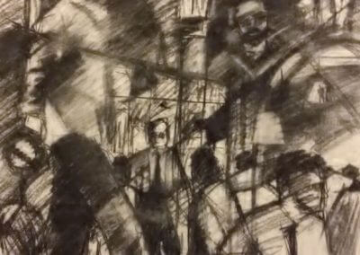 Abstract conceptual drawing where lines and figures overlap